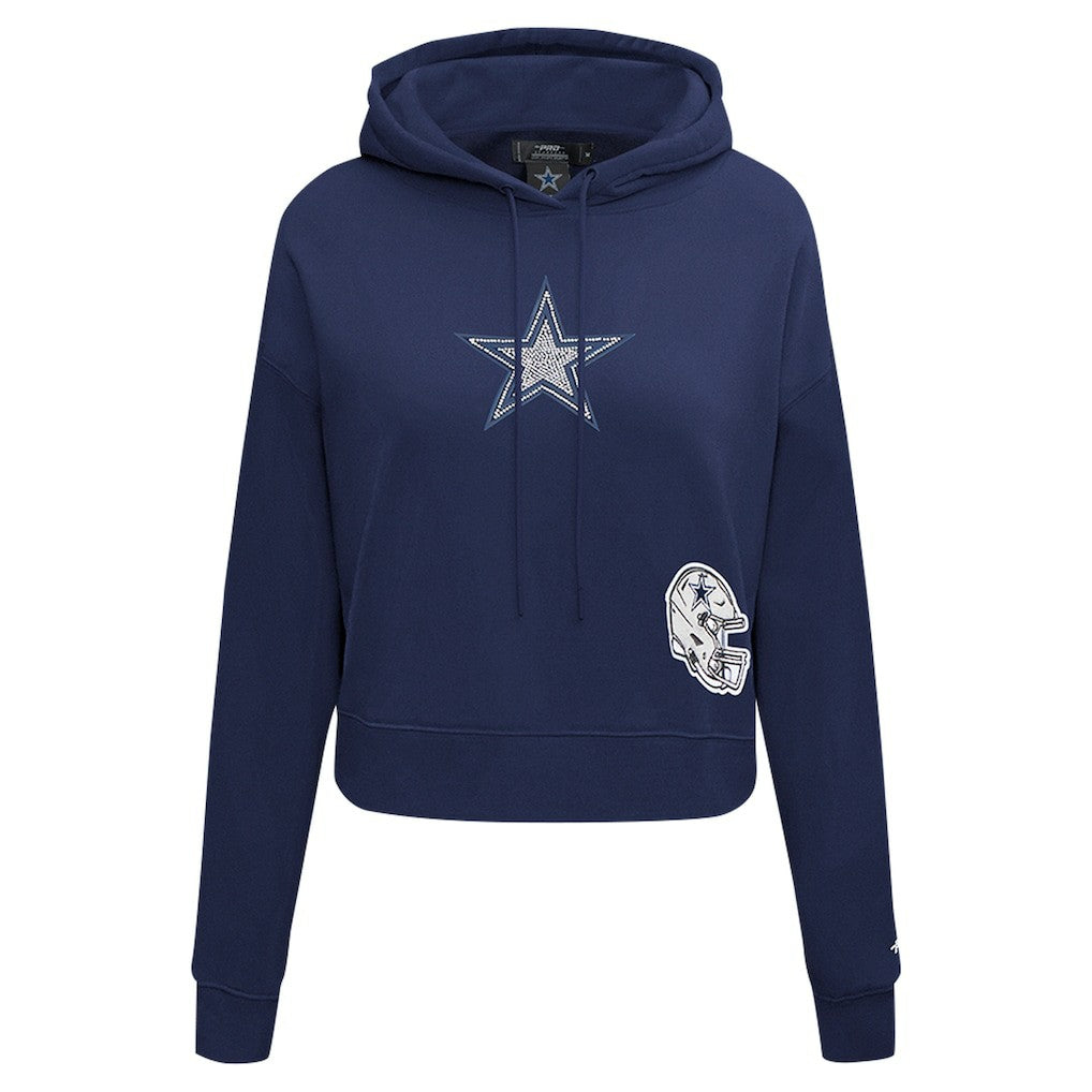 Dallas Cowboys Pro Standard Women's Jeweled Cropped Pullover Hoodie Navy - NFL