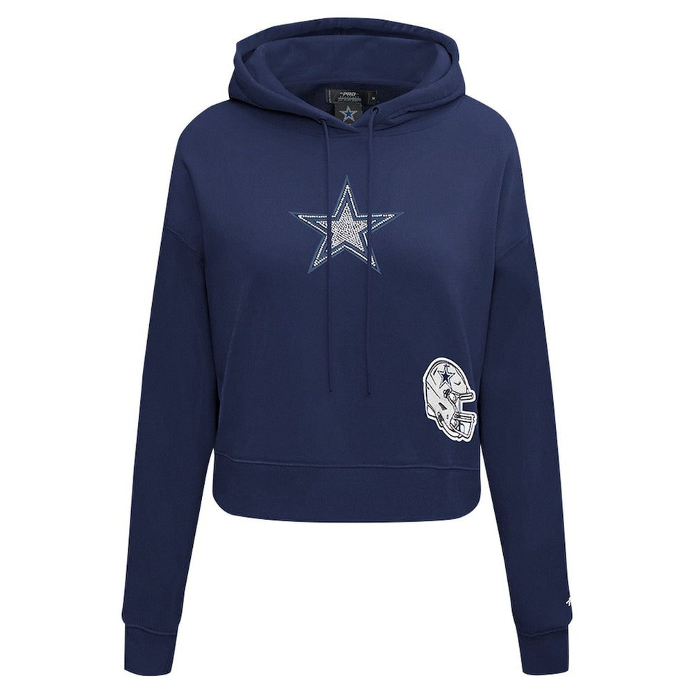Dallas Cowboys Pro Standard Women's Jeweled Cropped Pullover Hoodie Navy - NFL