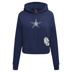 Dallas Cowboys Pro Standard Women's Jeweled Cropped Pullover Hoodie Navy - NFL