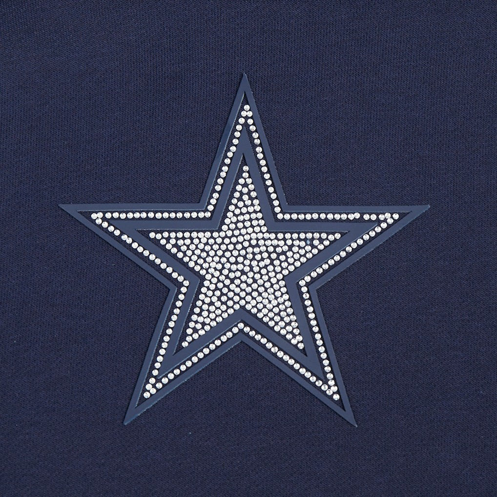 Dallas Cowboys Pro Standard Women's Jeweled Cropped Pullover Hoodie Navy - NFL