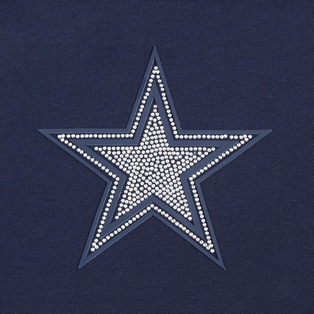 Dallas Cowboys Pro Standard Women's Jeweled Cropped Pullover Hoodie Navy - NFL