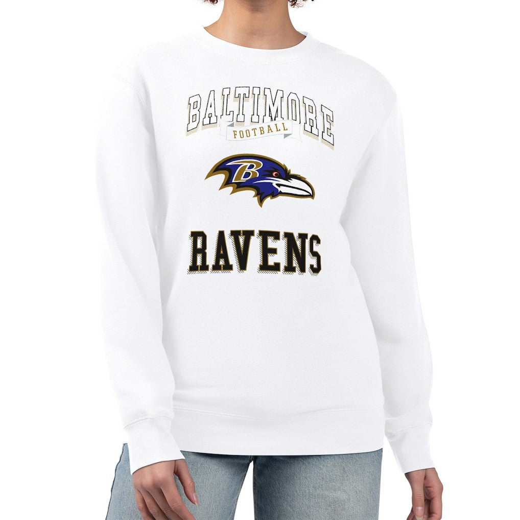 Baltimore Ravens G-III 4Her by Carl Banks Women's Team Logo Graphic Tri-Blend Pullover Sweatshirt White - NFL
