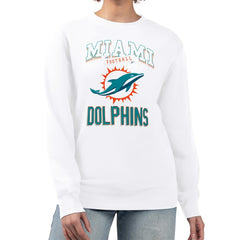 Miami Dolphins G-III 4Her by Carl Banks Women's Team Logo Graphic Tri-Blend Pullover Sweatshirt White - NFL