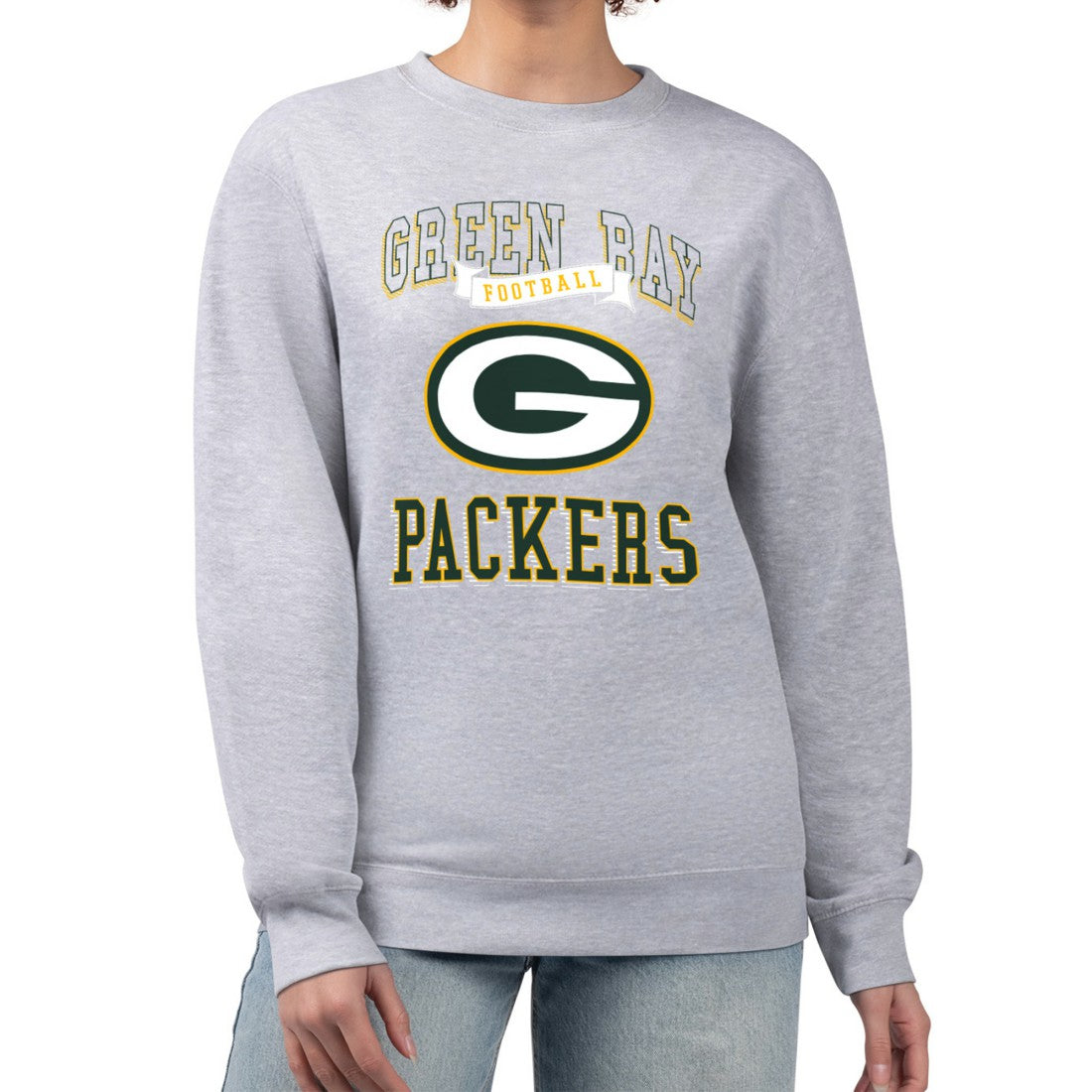 Green Bay Packers G-III 4Her by Carl Banks Women's Team Logo Graphic Tri-Blend Pullover Sweatshirt Heather Gray - NFL
