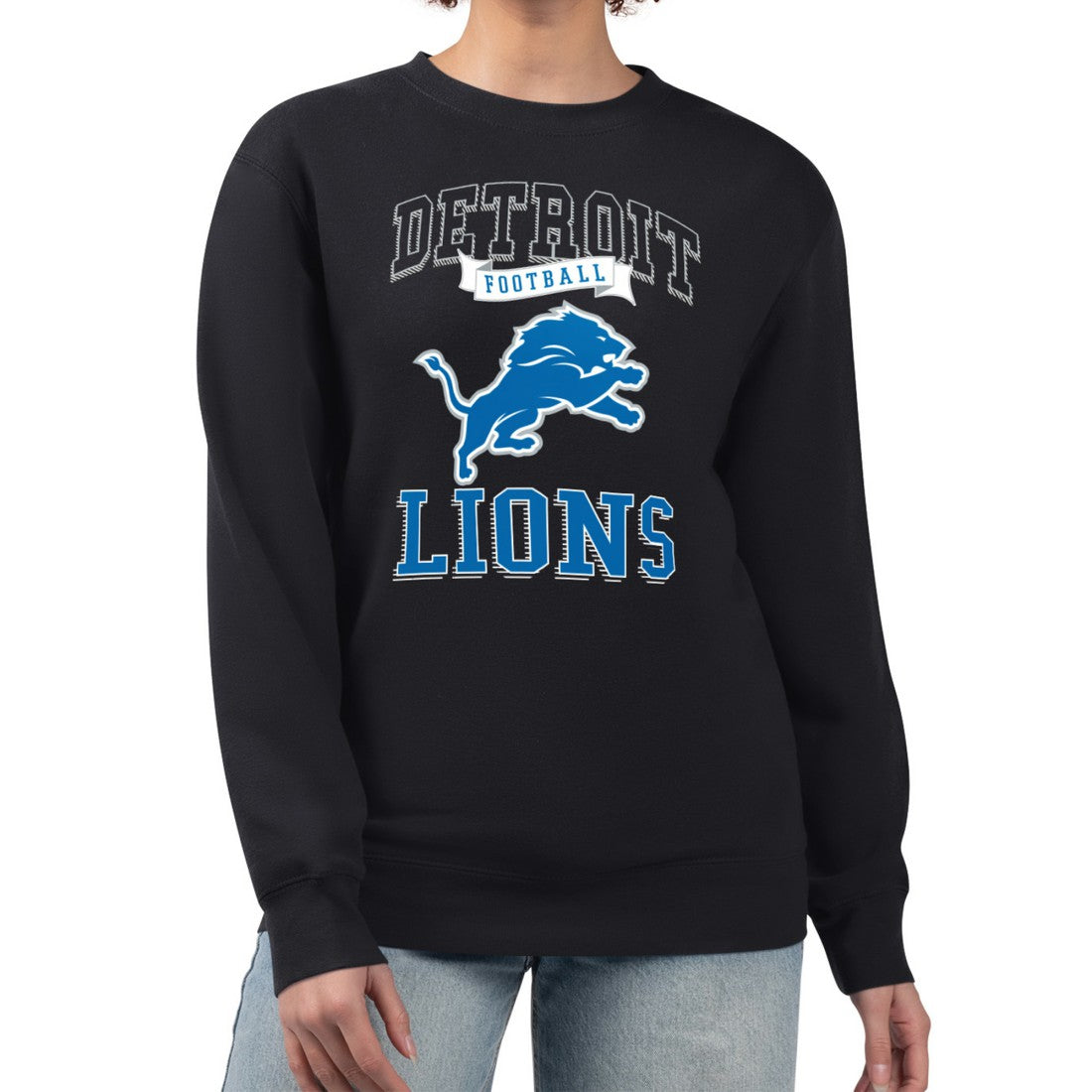 Detroit Lions G-III 4Her by Carl Banks Women's Team Logo Graphic Tri-Blend Pullover Sweatshirt Black - NFL