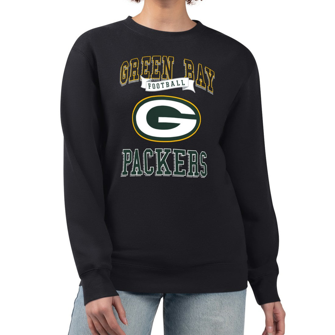 Green Bay Packers G-III 4Her by Carl Banks Women's Team Logo Graphic Tri-Blend Pullover Sweatshirt Black - NFL