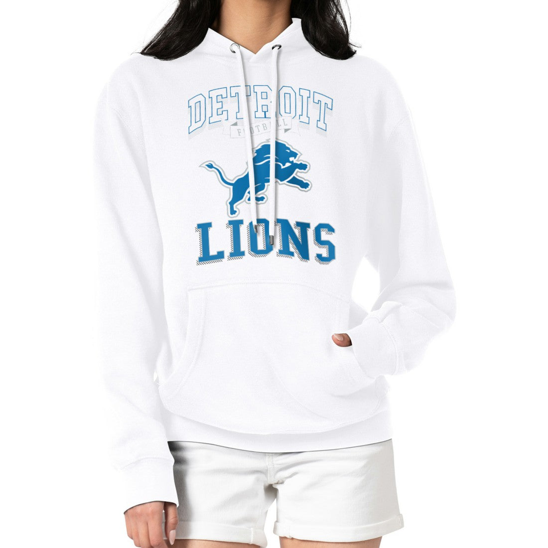 Detroit Lions G-III 4Her by Carl Banks Women's Team Logo Graphic Fleece Tri-Blend Pullover Hoodie White - NFL