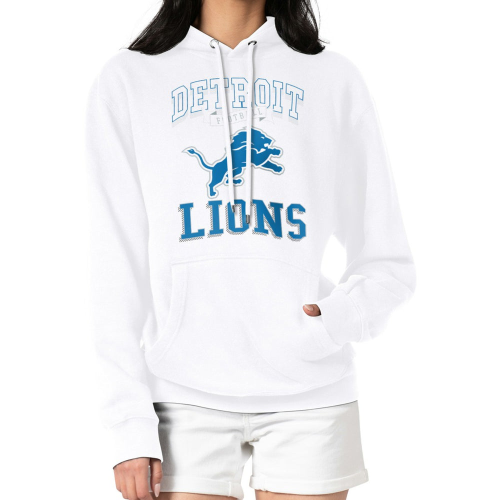 Detroit Lions G-III 4Her by Carl Banks Women's Team Logo Graphic Fleece Tri-Blend Pullover Hoodie White - NFL