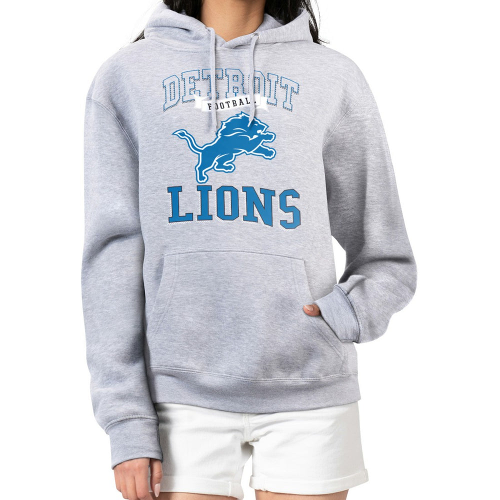 Detroit Lions G-III 4Her by Carl Banks Women's Team Logo Graphic Fleece Tri-Blend Pullover Hoodie Heather Gray - NFL