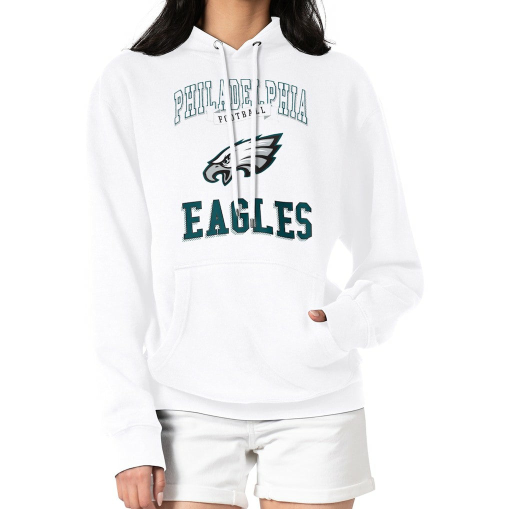 Philadelphia Eagles G-III 4Her by Carl Banks Women's Team Logo Graphic Fleece Tri-Blend Pullover Hoodie White - NFL