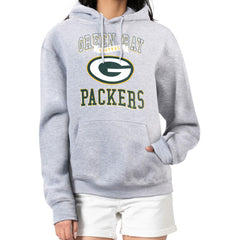 Green Bay Packers G-III 4Her by Carl Banks Women's Team Logo Graphic Fleece Tri-Blend Pullover Hoodie Heather Gray - NFL