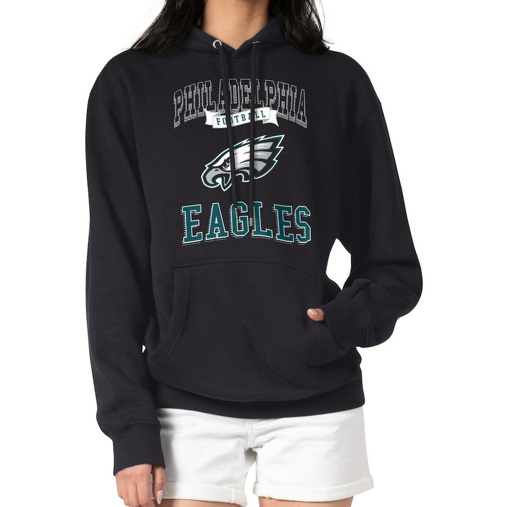 Philadelphia Eagles G-III 4Her by Carl Banks Women's Team Logo Graphic Fleece Tri-Blend Pullover Hoodie Black - NFL