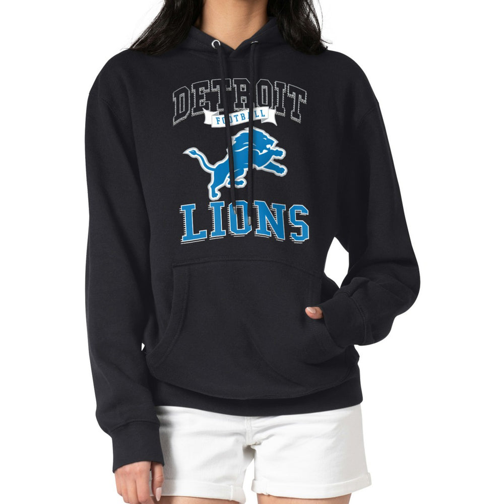 Detroit Lions G-III 4Her by Carl Banks Women's Team Logo Graphic Fleece Tri-Blend Pullover Hoodie Black - NFL