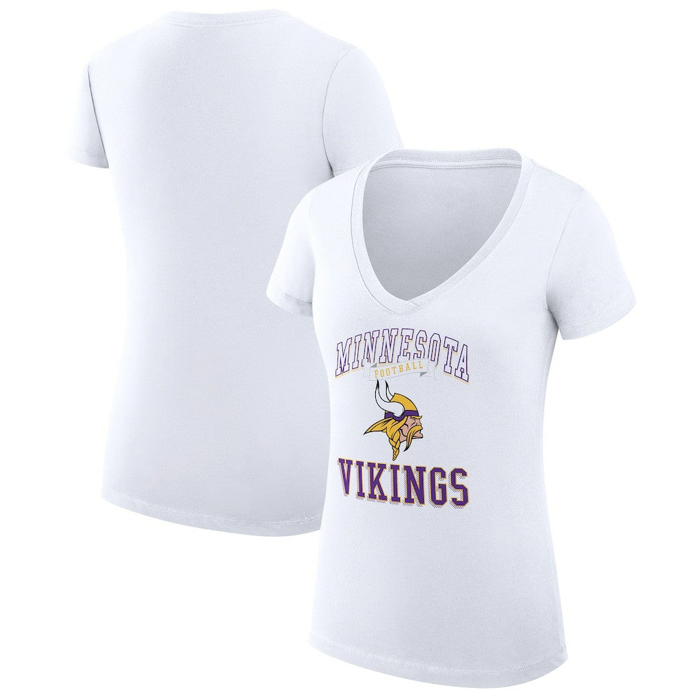 Minnesota Vikings G-III 4Her by Carl Banks Women's Super-Slim Fit Lightweight Team Logo Graphic V-Neck T-Shirt White - NFL