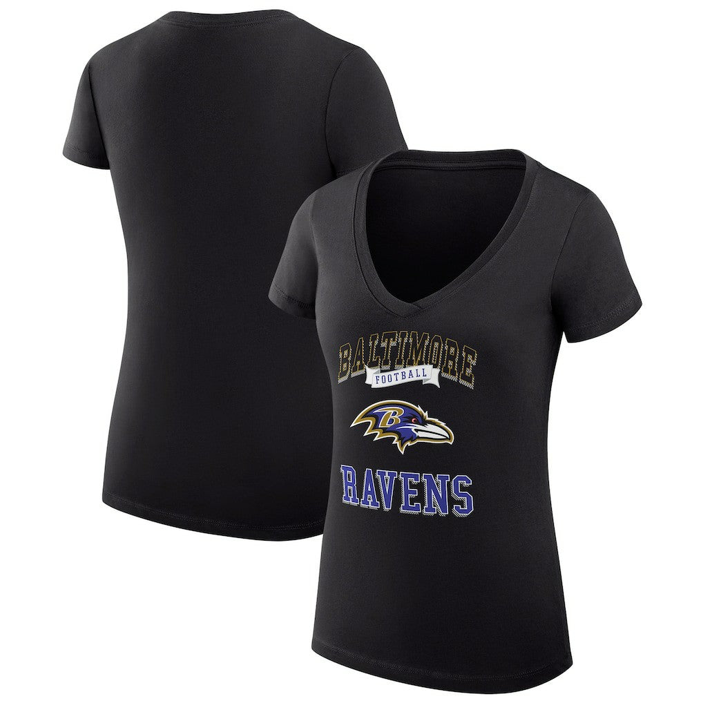 Baltimore Ravens G-III 4Her by Carl Banks Women's Super-Slim Fit Lightweight Team Logo Graphic V-Neck T-Shirt Black - NFL