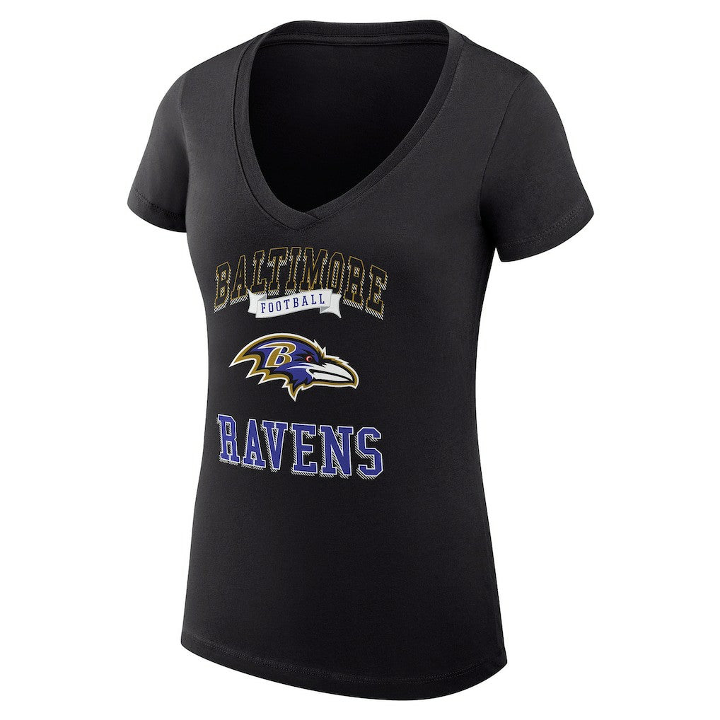 Baltimore Ravens G-III 4Her by Carl Banks Women's Super-Slim Fit Lightweight Team Logo Graphic V-Neck T-Shirt Black - NFL