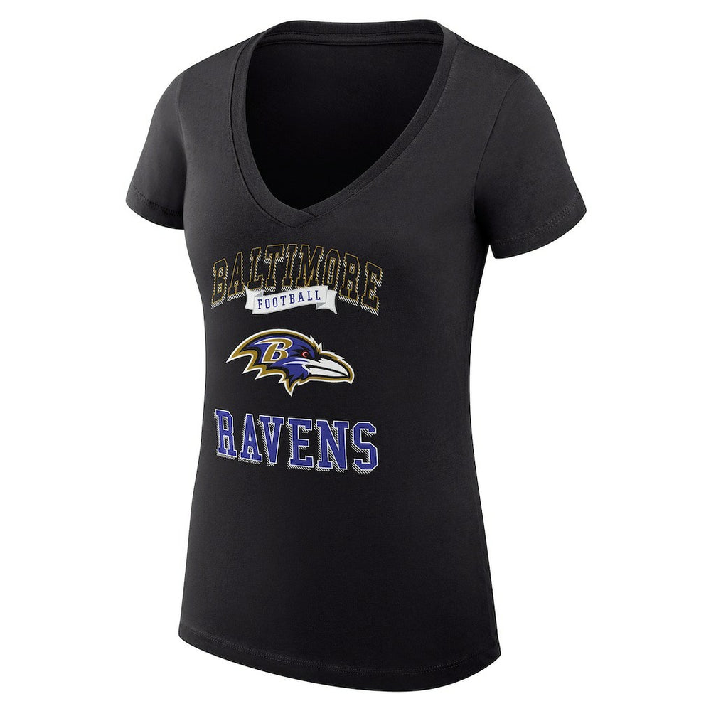 Baltimore Ravens G-III 4Her by Carl Banks Women's Super-Slim Fit Lightweight Team Logo Graphic V-Neck T-Shirt Black - NFL