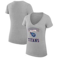 Tennessee Titans G-III 4Her by Carl Banks Women's Super-Slim Fit Lightweight Team Logo Graphic V-Neck T-Shirt Heather Gray - NFL