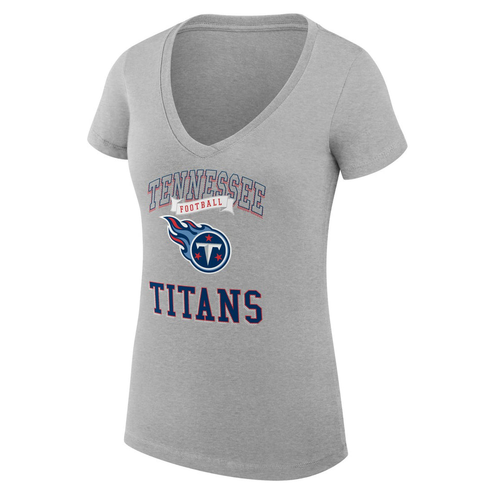 Tennessee Titans G-III 4Her by Carl Banks Women's Super-Slim Fit Lightweight Team Logo Graphic V-Neck T-Shirt Heather Gray - NFL