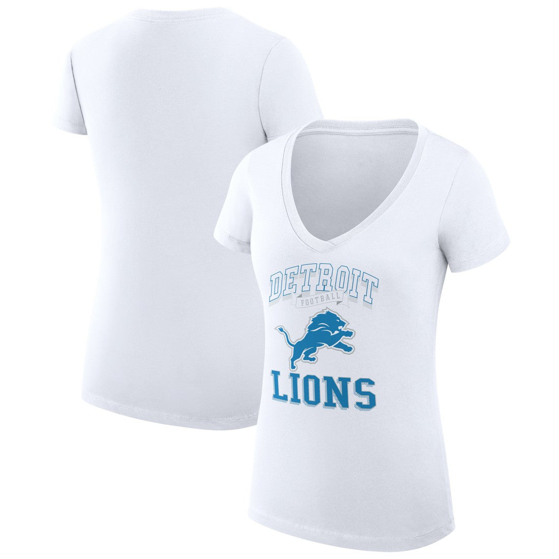 Detroit Lions G-III 4Her by Carl Banks Women's Super-Slim Fit Lightweight Team Logo Graphic V-Neck T-Shirt White - NFL