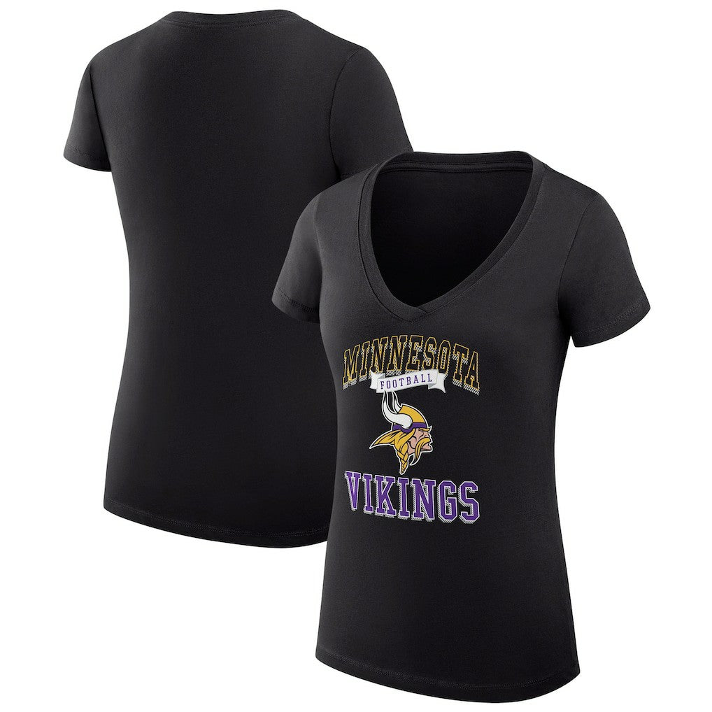 Minnesota Vikings G-III 4Her by Carl Banks Women's Super-Slim Fit Lightweight Team Logo Graphic V-Neck T-Shirt Black - NFL