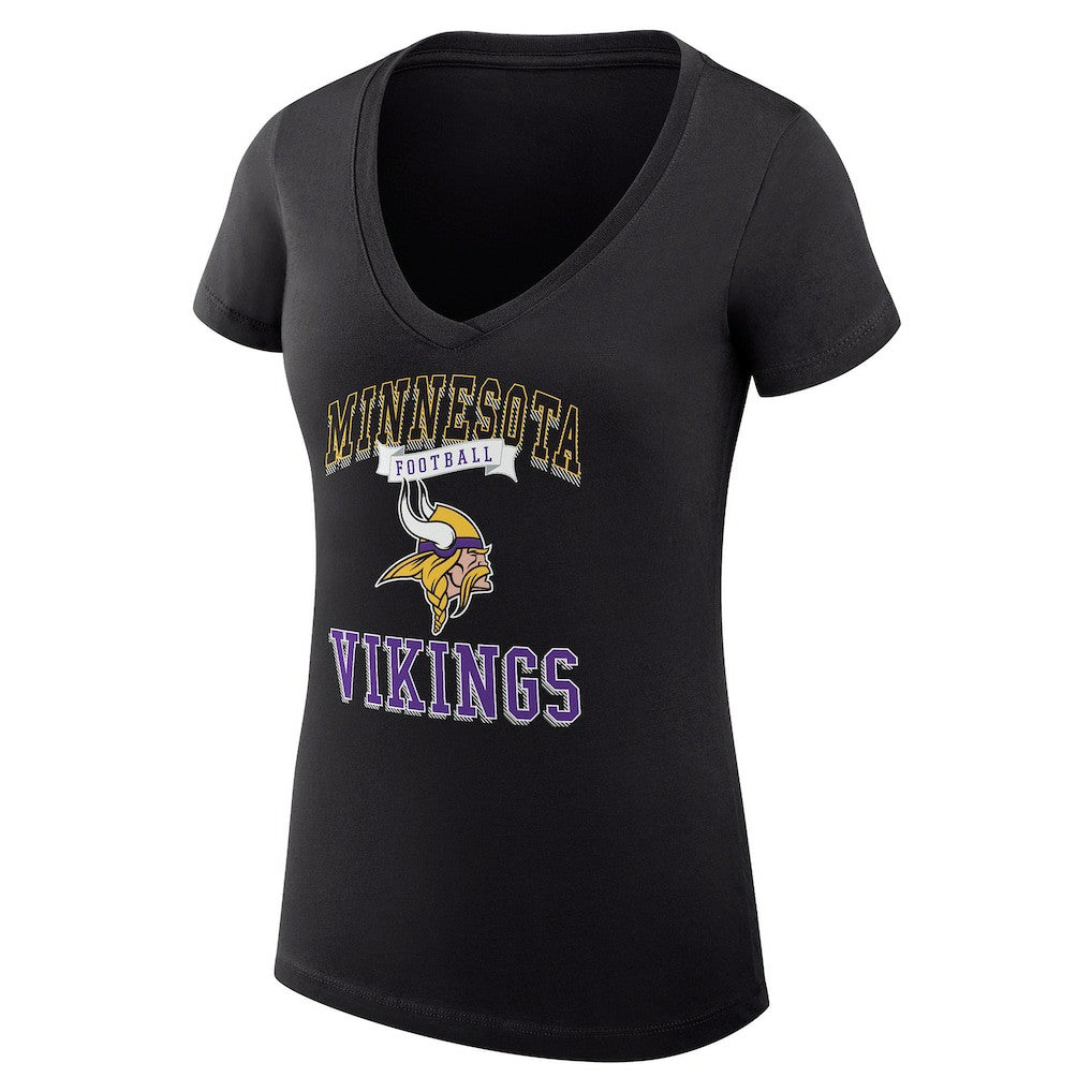 Minnesota Vikings G-III 4Her by Carl Banks Women's Super-Slim Fit Lightweight Team Logo Graphic V-Neck T-Shirt Black - NFL