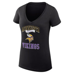 Minnesota Vikings G-III 4Her by Carl Banks Women's Super-Slim Fit Lightweight Team Logo Graphic V-Neck T-Shirt Black - NFL