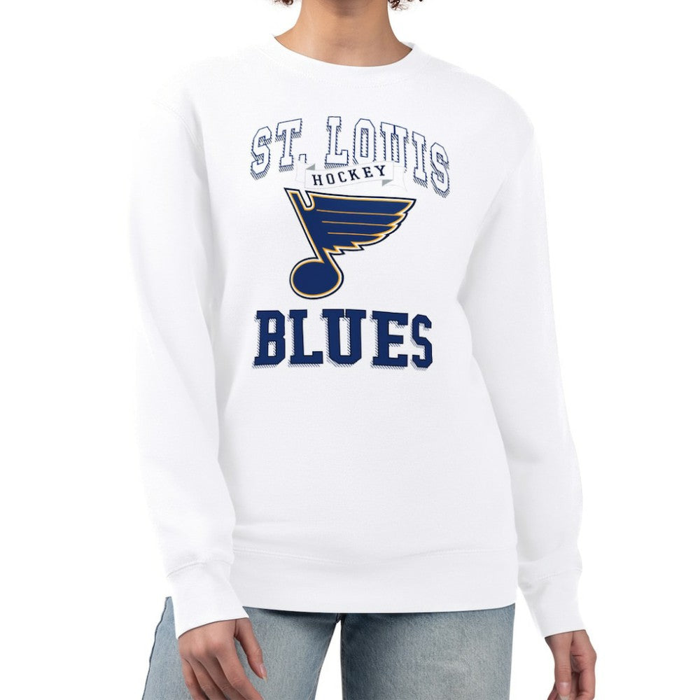 St. Louis Blues - G-III 4Her by Carl Banks Women's Team Logo Tri-Blend Fleece Pullover Sweatshirt White