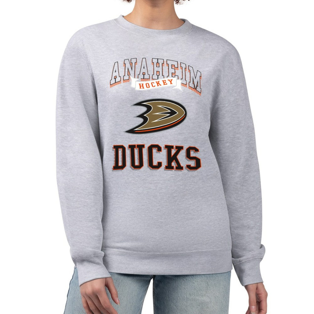 Anaheim Ducks - G-III 4Her by Carl Banks Women's Team Logo Tri-Blend Fleece Pullover Sweatshirt Heather Gray