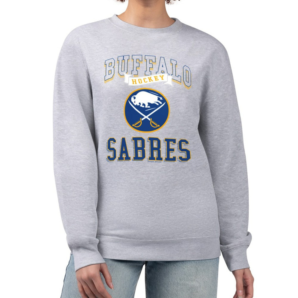 Buffalo Sabres - G-III 4Her by Carl Banks Women's Team Logo Tri-Blend Fleece Pullover Sweatshirt Heather Gray