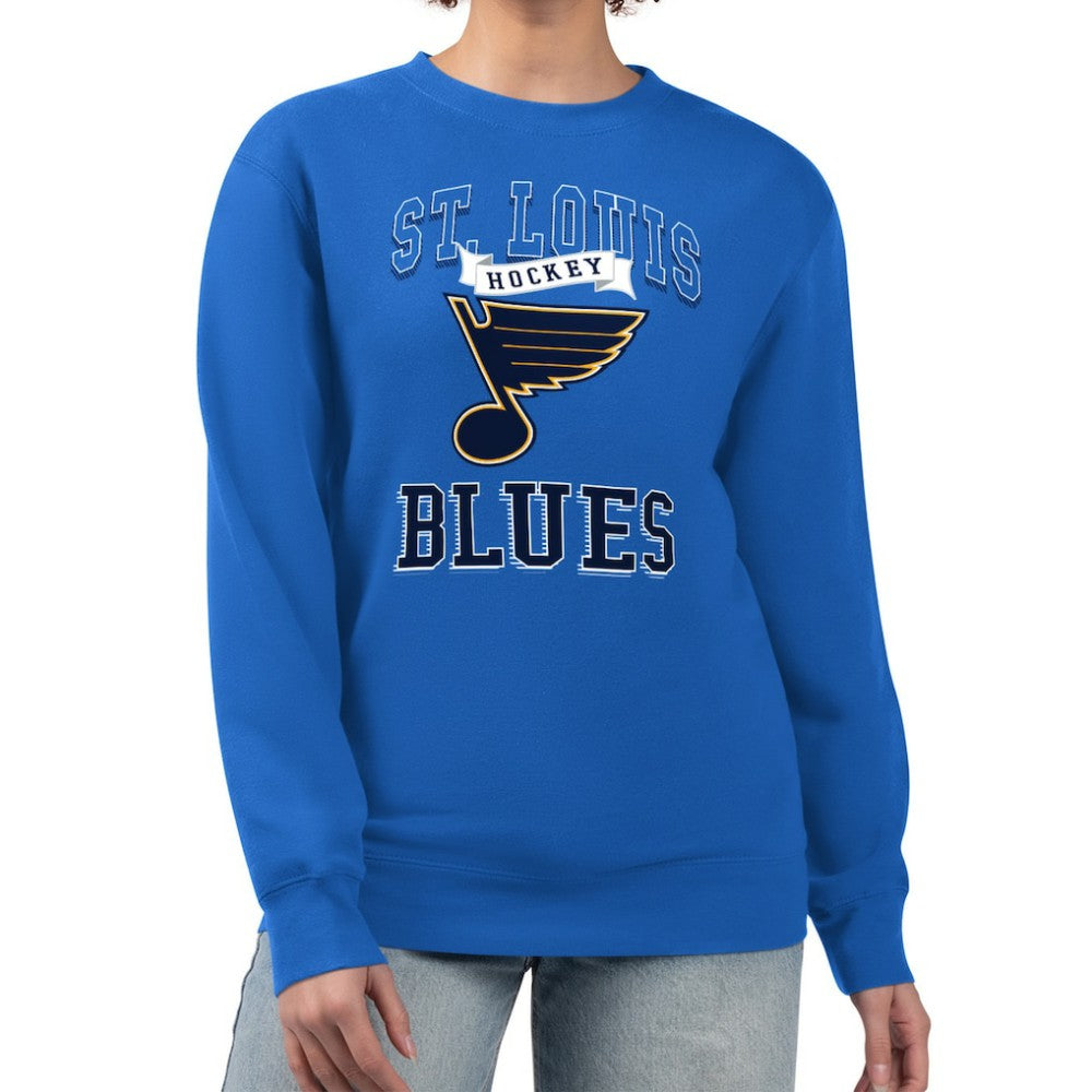 St. Louis Blues - G-III 4Her by Carl Banks Women's Team Logo Tri-Blend Fleece Pullover Sweatshirt Blue