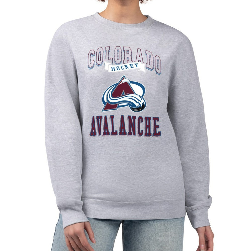Colorado Avalanche - G-III 4Her by Carl Banks Women's Team Logo Tri-Blend Fleece Pullover Sweatshirt Heather Gray