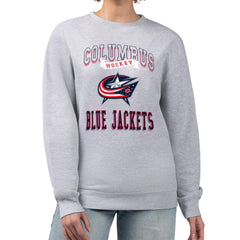 Columbus Blue Jackets - G-III 4Her by Carl Banks Women's Team Logo Tri-Blend Fleece Pullover Sweatshirt Heather Gray