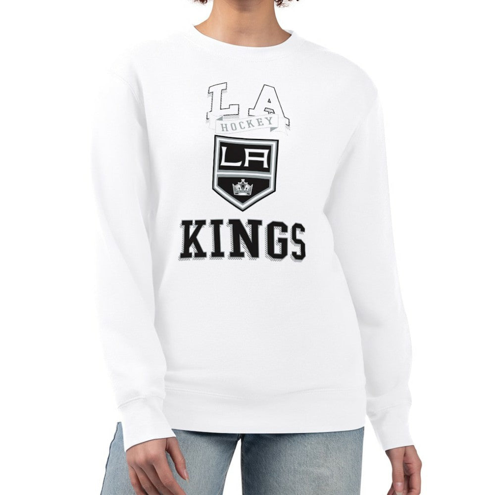 Los Angeles Kings - G-III 4Her by Carl Banks Women's Team Logo Tri-Blend Fleece Pullover Sweatshirt White