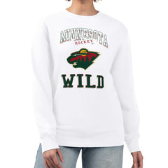 Minnesota Wild - G-III 4Her by Carl Banks Women's Team Logo Tri-Blend Fleece Pullover Sweatshirt White