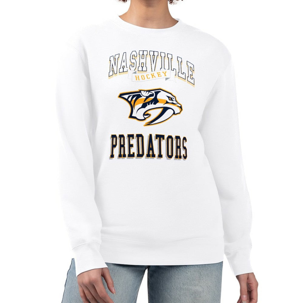Nashville Predators - G-III 4Her by Carl Banks Women's Team Logo Tri-Blend Fleece Pullover Sweatshirt White