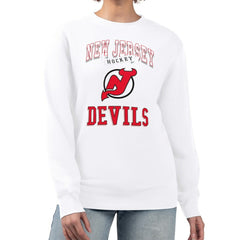 New Jersey Devils - G-III 4Her by Carl Banks Women's Team Logo Tri-Blend Fleece Pullover Sweatshirt White
