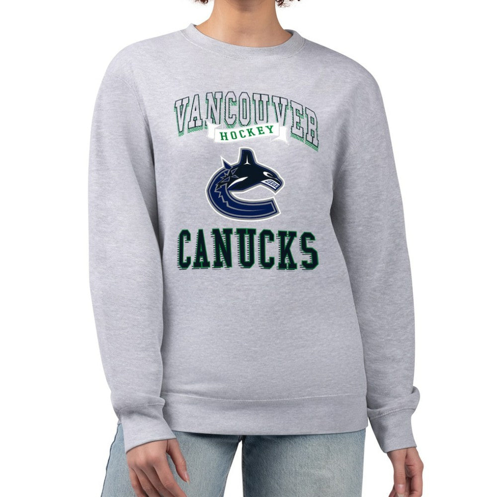 Vancouver Canucks - G-III 4Her by Carl Banks Women's Team Logo Tri-Blend Fleece Pullover Sweatshirt Heather Gray