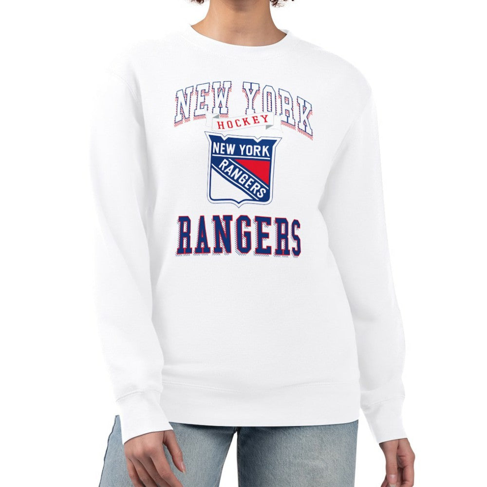 New York Rangers G-III 4Her by Carl Banks Women's Team Logo Tri-Blend Fleece Pullover Sweatshirt White