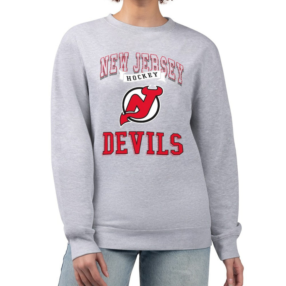 New Jersey Devils - G-III 4Her by Carl Banks Women's Team Logo Tri-Blend Fleece Pullover Sweatshirt Heather Gray