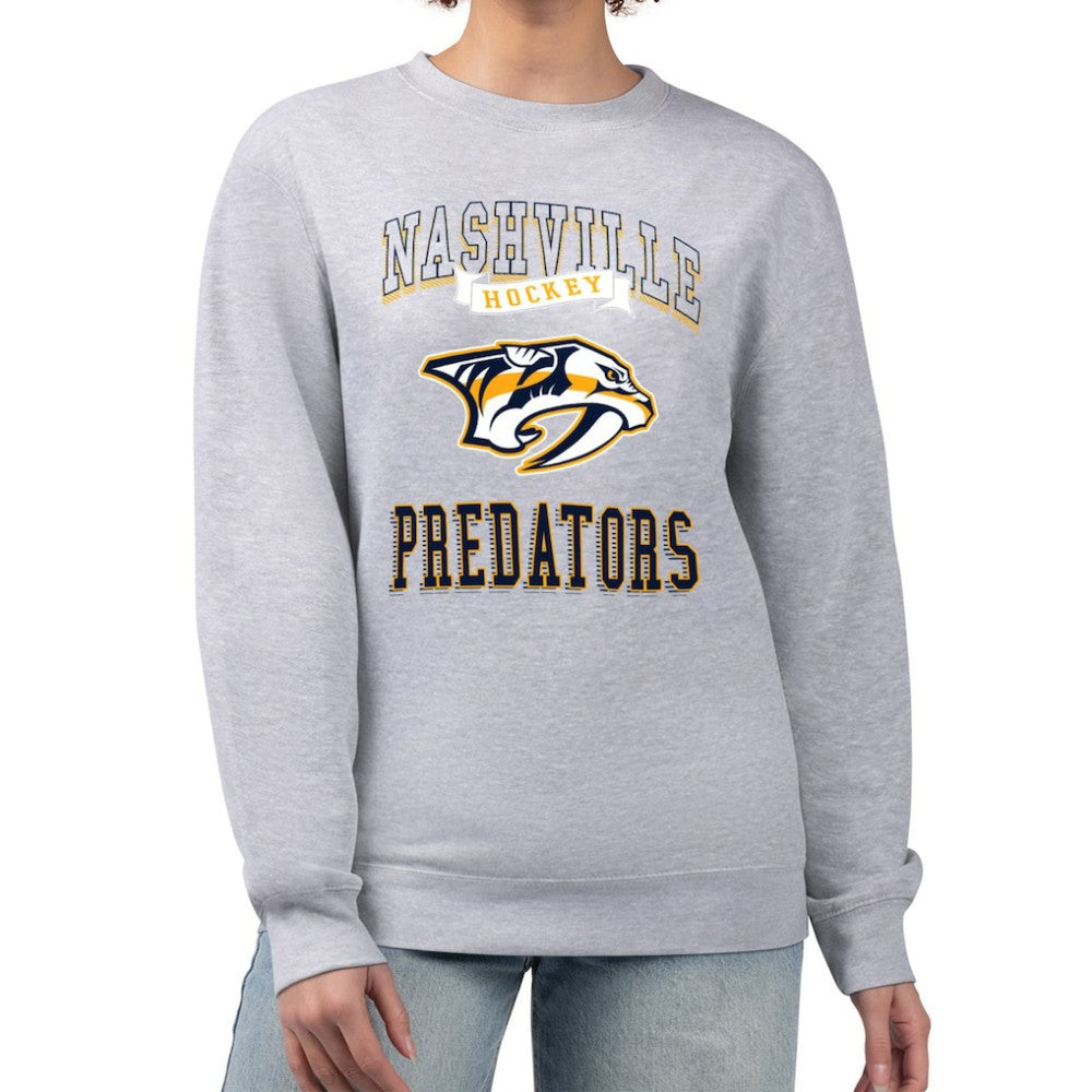 Nashville Predators - G-III 4Her by Carl Banks Women's Team Logo Tri-Blend Fleece Pullover Sweatshirt Heather Gray