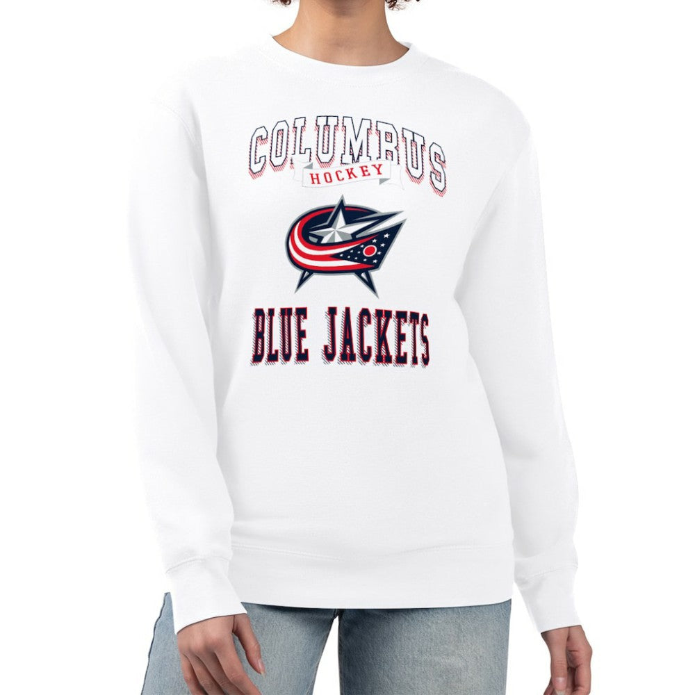 Columbus Blue Jackets - G-III 4Her by Carl Banks Women's Team Logo Tri-Blend Fleece Pullover Sweatshirt White