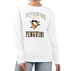 Pittsburgh Penguins G-III 4Her by Carl Banks Women's Team Logo Tri-Blend Fleece Pullover Sweatshirt White