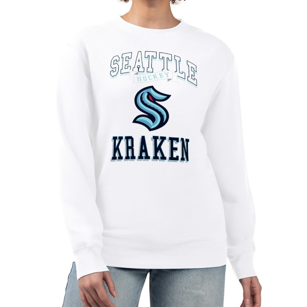 Seattle Kraken G-III 4Her by Carl Banks Women's Team Logo Tri-Blend Fleece Pullover Sweatshirt White