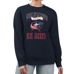 Columbus Blue Jackets - G-III 4Her by Carl Banks Women's Team Logo Tri-Blend Fleece Pullover Sweatshirt Navy