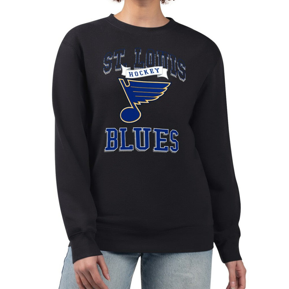 St. Louis Blues - G-III 4Her by Carl Banks Women's Team Logo Tri-Blend Fleece Pullover Sweatshirt Black