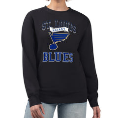 St. Louis Blues - G-III 4Her by Carl Banks Women's Team Logo Tri-Blend Fleece Pullover Sweatshirt Black
