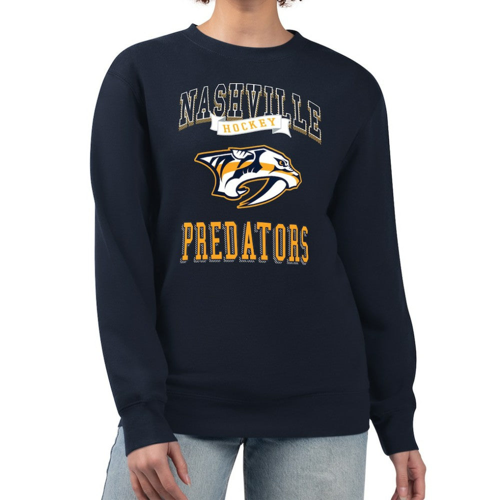 Nashville Predators - G-III 4Her by Carl Banks Women's Team Logo Tri-Blend Fleece Pullover Sweatshirt Navy