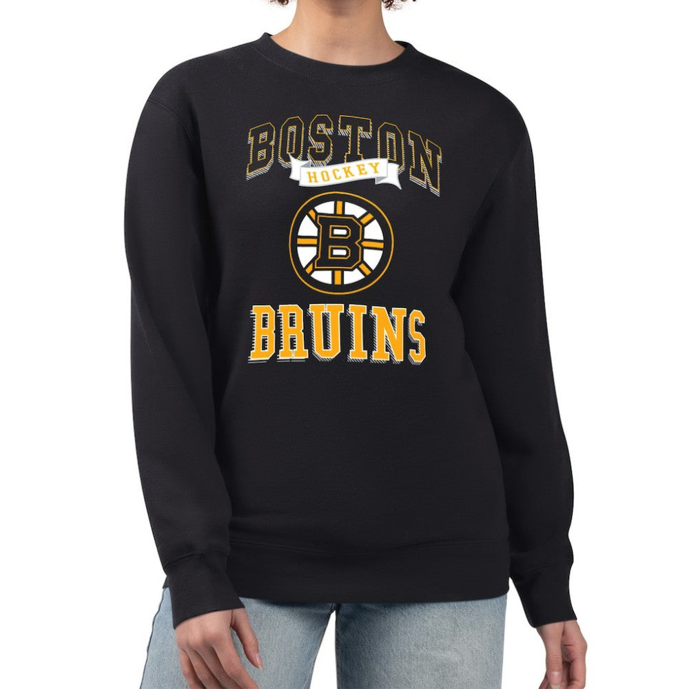Boston Bruins G-III 4Her by Carl Banks Women's Team Logo Tri-Blend Fleece Pullover Sweatshirt Black