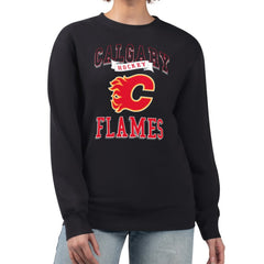 Calgary Flames - G-III 4Her by Carl Banks Women's Team Logo Tri-Blend Fleece Pullover Sweatshirt Black